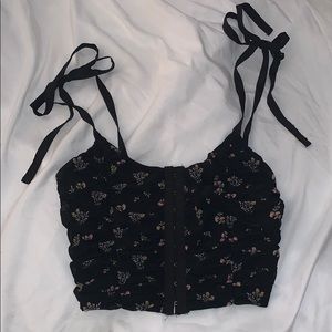 Cropped corset top with shoulder ties